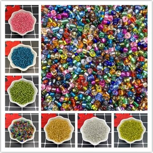200pcs 4mm Clear Inside Color Bohemian Crystal Glass Beads Seeds Round Hole Beads For DIY Jewelry Making Bracelet Accessories
