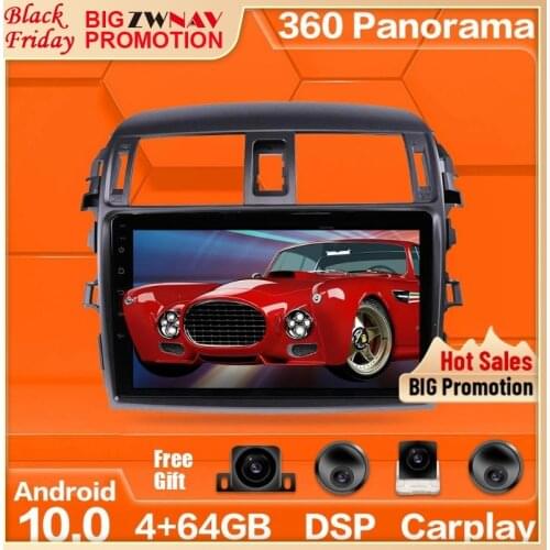 360 Cameras IPS Screen For Toyota Corolla 2006 2007 2008 2009-2013 Android Multimedia Car Player GPS Audio Radio Recorder Head