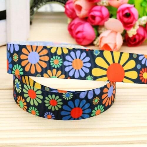 7/8'' Free shipping flowers printed grosgrain ribbon hairbow headwear party decoration diy wholesale OEM 22mm P5008