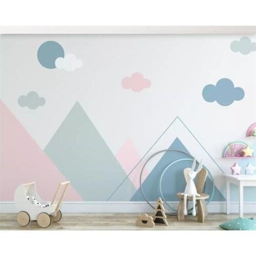 Beibehang Custom bedroom geometric triangle childrens room simple nordic pink wallpaper wall papers home decor papier peint