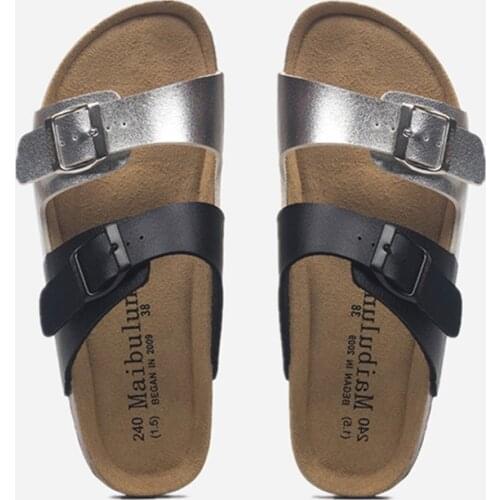 COSMAGIC 2021New Summer Women Beach Cork Slippers Casual Double Buckle Clogs Slides Non-slip Outside Shoe