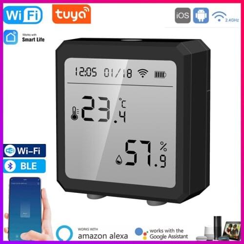 Tuya WIFI Temperature And Humidity Sensor Indoor Hygrometer Thermometer With Alarm Function Works With Alexa Google Assistant
