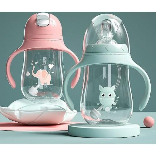 Multifunctional Baby Bottle BPA Free Wide Neck Drinking Cup Newborn Feeding Milk Bottle Children Drinking Water Dual Purpose Cup