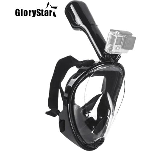 GloryStar Swimming Diving Snorkeling Full Face Mask Surface Scuba for Gopro yi sj osmo SJCAM Sports camera L/XL Black waterproof