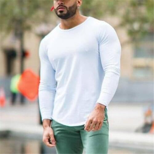 Brand Fashion Mens t shirt 2021 Spring Autumn Slim longsleeve Fitted T-shirts male Tops Leisure Bodybuilding Long Sleeve tees