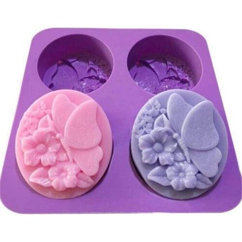 Hot Sale Love four-soap mold butterfly cute flower DIY handmade soap new silicone mold