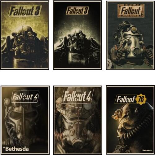 Fallout 2 3 4 Game Poster Home Furnishing decoration Kraft Game Poster Drawing core Wall stickers 1004