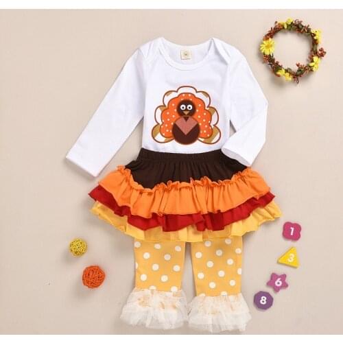 Newborn Baby Girl Clothes Set Thanksgiving Day Outfit Infant My First Print Romper+Tutu Skirts+Leg Warmers 3-piece Outfits Sets