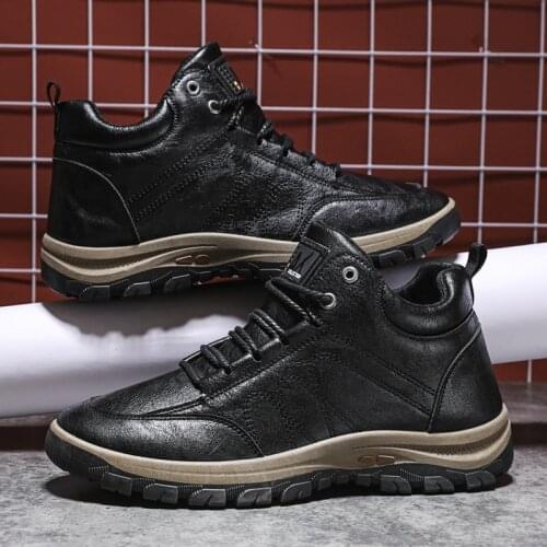 Leather Sneakers Men Waterproof Mens Causal Shoes Office Work Shoes Lace-up Retro Leisure Loafers Shoes Tenis Masculino Adulto