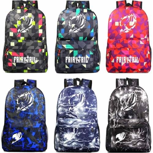 Fashion Multicolor Anime Cartoon Fairy Tail Boy Girl Book School Bag Women Bag Pack Teenagers Schoolbags Men Student Backpack