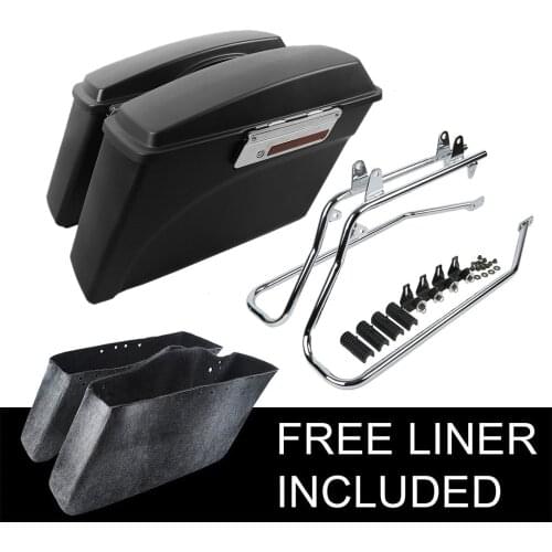 Motorcycle Matte Black Hard Saddlebags Saddle Bags Conversion Brackets For Harley Softail Deluxe 1984-2016