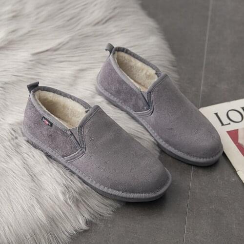 2021 Winter Mens Shoes Warm And Velvet New Trendy Shoes Basic Flat All-Match Casual Shoes Low Cut Lazy Snow Mens Cotton Shoes