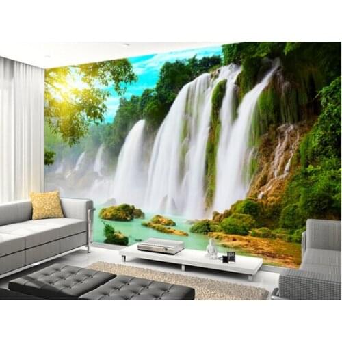 Custom photo landscape wallpaper,3D Waterfall wallpaper for living room bedroom kitchen background wall waterproof PVC wallpaper