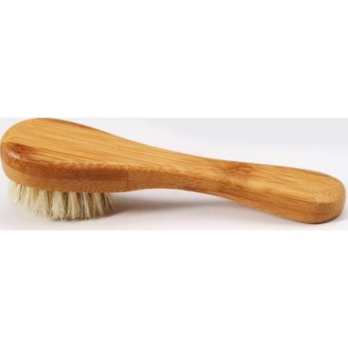 Natural Bristles Dry Face Clean Brush Facial Exfoliator Bamboo Handle Wash Face Cleasing Tools