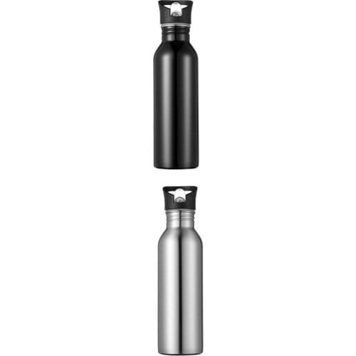 Stainless Steel Sports Water Bottle Cycling Hiking Flask Suck Top 2Pcs