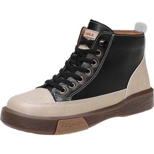 2020 New Womens Thick-soled Boots Womens Lace-up Non-slip Boots Motorcycle Boots Ladies Shoes Student Outdoor Naked Boots