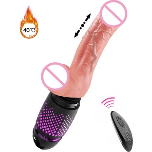 New Automatic Telescopic Dildo Vibrator Remote Control Heating Real Penis Butt Plug Anal Sex Machine Erotic Sex Toys For Women
