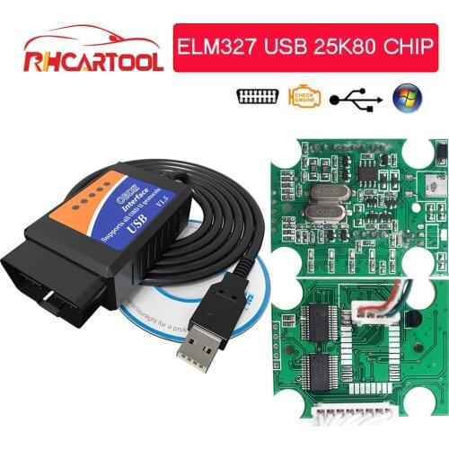 OBD2 ELM327 V1.5 usb PIC18F25K80 for honda for vw for renault OBD2 Diagnostic tool Cable Elm 327 v1.5 bluetooth code reader