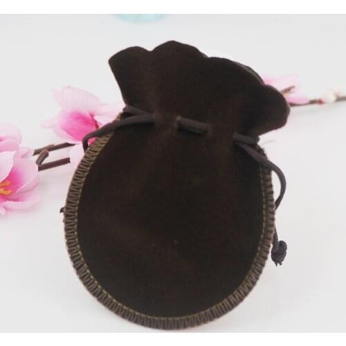 Wholesale 100pcs/lot 7x9cm Coffee Velvet Bag Pouches Jewelry Packaging Party Favor Drawstring Gift Bag Pouches Free Shipping
