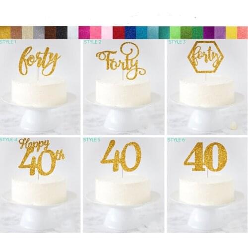 Custom Forty glitter Cake Topper,40th Birthday Decor,40th Decorations, Personalised Fortieth Topper,40th Anniversary Decorations