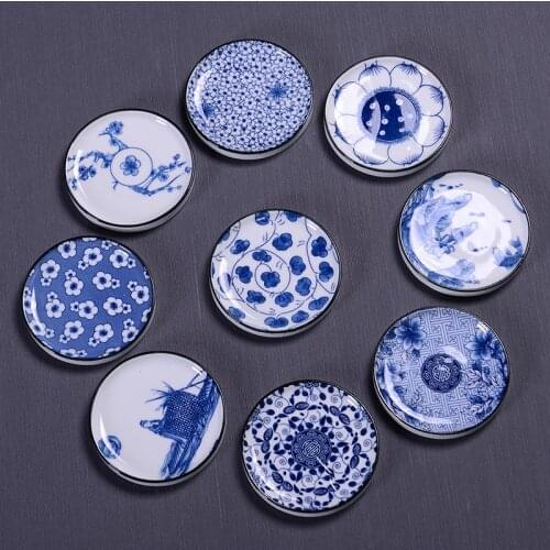 Chinese Style Blue and White Porcelain Tea Coaster Round Shape Coffee Cup Holder Saucer Living Room Coffee Table Decor Accessory
