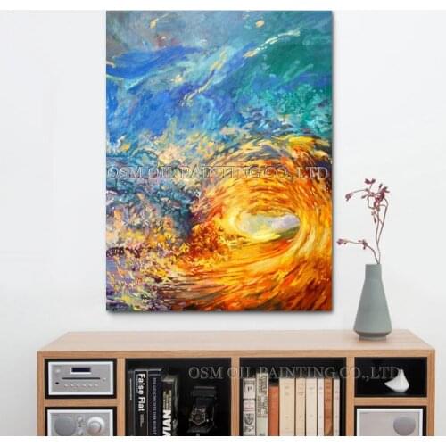 Professional Painter Team Supply High Quality Abstract Wave Oil Painting on Canvas Colorful Wave Oil Picture for Wall Artwork