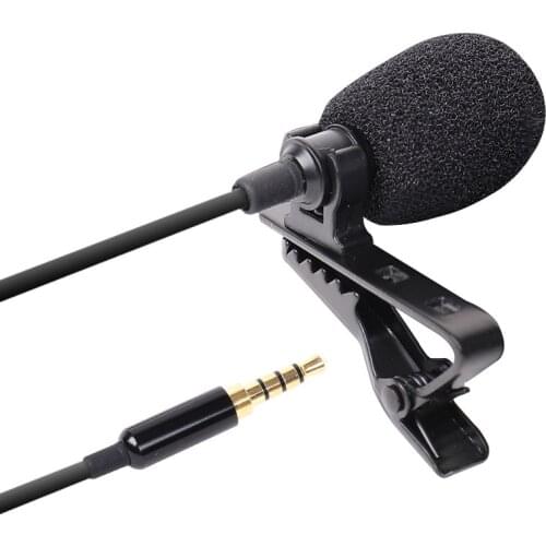 Mini Microphone Professional 3.5mm Wired Microfone Condensador Lapel Clip Recording Mic 1.5m Lavalier Microfon for Mobile Phone