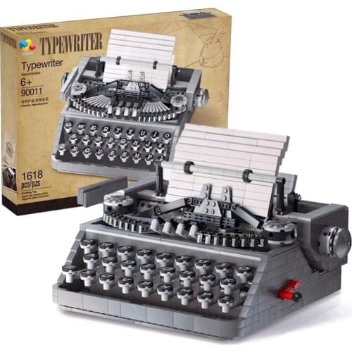 QZL-90011 nostalgic MOC typewriter model retro creative childrens educational assembling toy building blocks