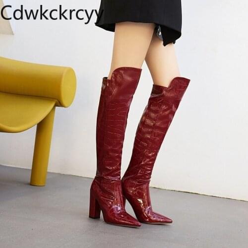 Winter The New fashion Pointed Takato Over the knee Knight boots black white brown Red wine High heels Women boots size 34-48