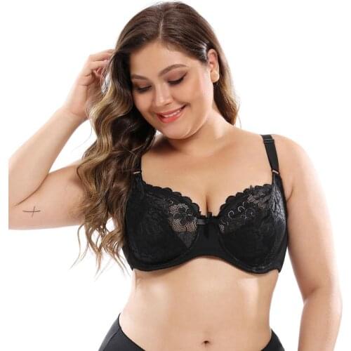 Sexy Bras Push Up Lace Bra Plus Size Brassiere Bralette Ultra-thin Large Cup Big Size Underwire Bra 42E 44E 46E 42F 44F 46F