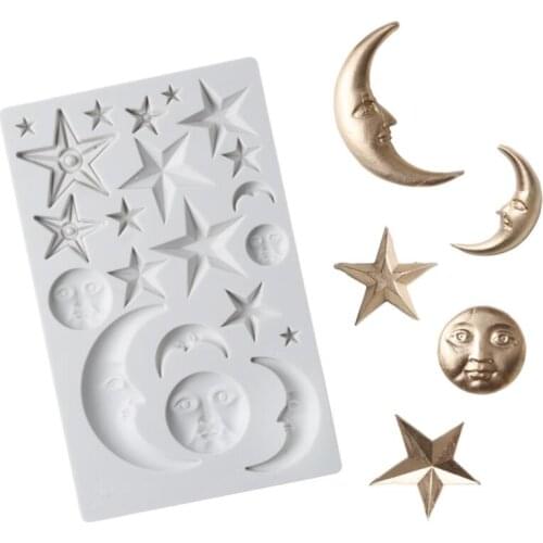Moon Stars Sun Face Silicone Mold Fondant Mold Home Fondant Tool Dessert Mold Kitchen Gadgets Cake Decorating Tools