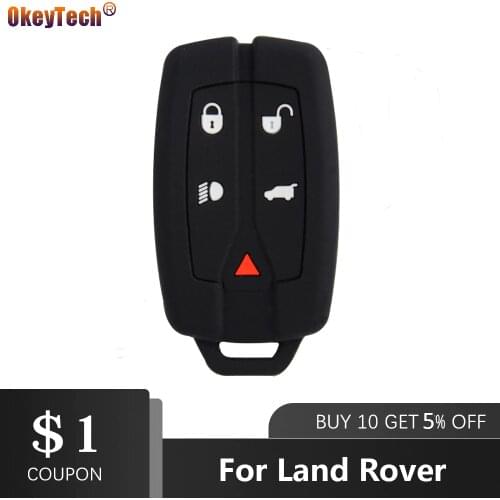 OkeyTech 5 Buttons Silicone Remote Car Key Shell Case For Land Rover Freelander Discovery 2 Keyless for Range Rover Freeland 2 3