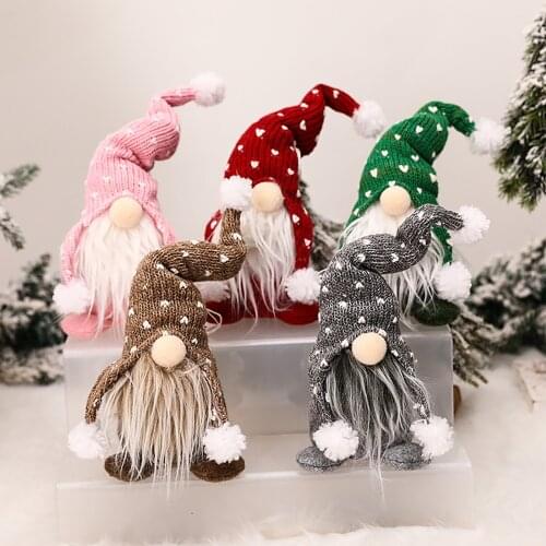 Statue Ornaments Handmade Forester Knitted Hat with Hand Sitting Doll Mini Cloth Doll Birthday Gift For Home Holiday Decoration