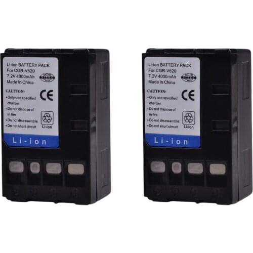 Tectra 4000mAh 2pcs CGR-V620 CGR V620 CGRV620 Battery for Panasonic NV-RX14 NV-RX17 NV-RX18 NV-RX24 NV-VC, NV-RX Battery