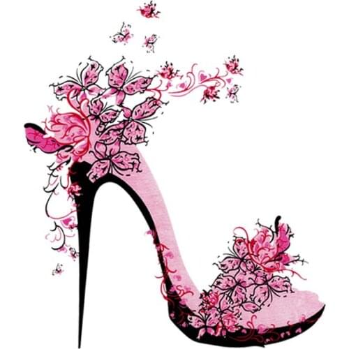 Thermal Transfer Pink High Heels Stickers For Girls T-Shirt Dresses HeatTransfer Patches For Clothes Washable Durable Parches