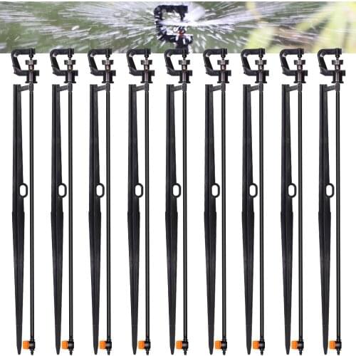 360 Degree Rotating Gray Little Wheel Sprinkler G Type Nozzles with Stakes Connectors Irrigation Spray Micro Jet Garden Watering