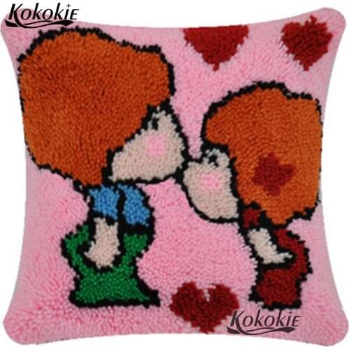 Latch Hook cross stitch fabric cushion embroider needlework kits Crocheting Rug Yarn Pillowcase lover Throw Pillow diy carpet