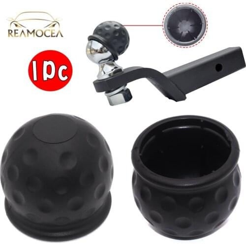 Reamocea 1Pc Rubber Universal 50mm Black Tow Bar Ball Cover Protective Cap Towing Hitch Caravan Trailer Towball Head Protector