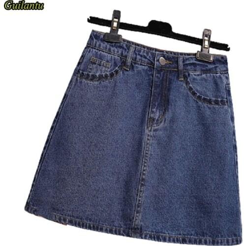 Guilantu 2021 Summer Plus Size Petticoat Denim Shorts Skirt Women High Waisted Zipper Pockets A Line Jeans Offcie Skirt Female