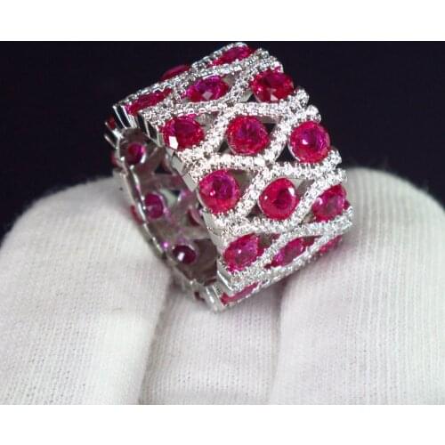 KQDANCE Womans emerald cut Created Tanzanite ruby Ring with Blue/red stone 18K White gold plated Rings Jewelry 2021 Trend