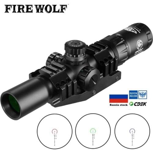 1.5-4X30 Hunting Tactical Optical Rifle Scope with Red Green Illuminated Cross Turret lock Scope Range Airsoft Mirror