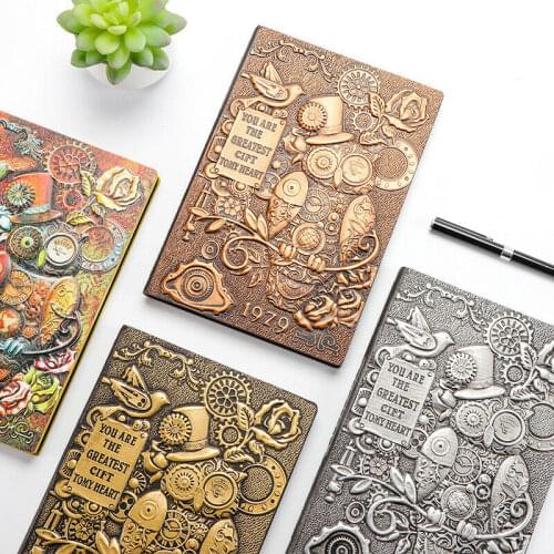 1PC 3D Vintage Embossed Mechanical Owl Journal Diary Notepad A5 Notebook