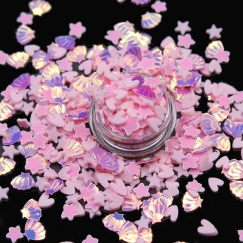 100g/Lot Heart Star Slices Polymer Clay Mixed Shell Sequins for DIY Crafts Decoration Accessories