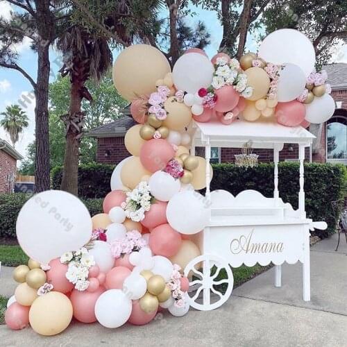 123pcs Chrome Gold Balloons Garland Arch Kit Decoration Cream Peach Wedding Bridal Baby Shower Balloon Decor