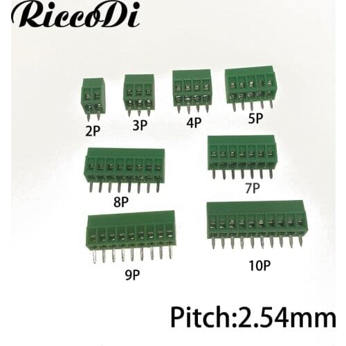 2.54mm Pitch PCB Screw Terminal Block 2/3/4/5/6/7/8/9/10pin Wire Terminal