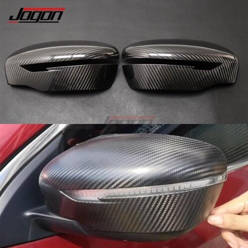 2pcs Real Carbon Fiber For Nissan X-Trail T32 Rogue Qashqai Murano Juke Navara Serena C27 Pathfinder Terra Car Mirror Cap Trim