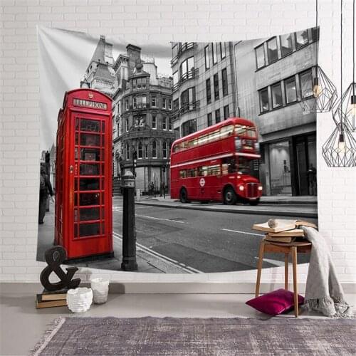 City Landmark 3d Tapestry Wall Hanging Industrial Style Hippie Bus Bridge Print Aesthetic Room Decor Wall Carpet Dorm Decoration