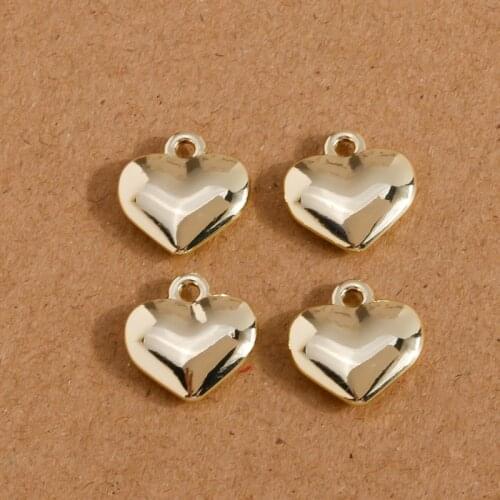 8pcs 13*13mm Alloy Gold Color Love Heart Charms Pendants for DIY Jewelry Making Necklaces Bracelets Earrings Handmade Crafts