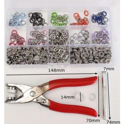 9.5mm 150 Sets 10 Colors Prong Ring Press Studs Fasteners Dummy Clip Pliers