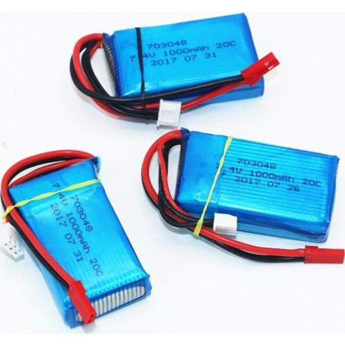 3pcs/lot For WLtoys V262 V353 V912 Battery 7.4V 1000mAh 20C 2S Li-Po Battery for RC Helicopter Quadcopter wholesale